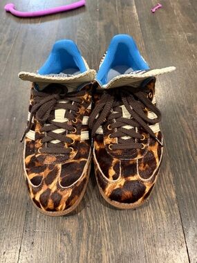adidas Leopard Ponyhair Sneakers with Blue Lining